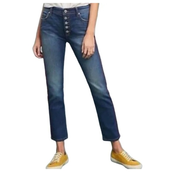 Pilcro and the Letterpress Relaxed Straight Red Stripe Ankle Denim Jeans (J2) - Picture 3 of 11